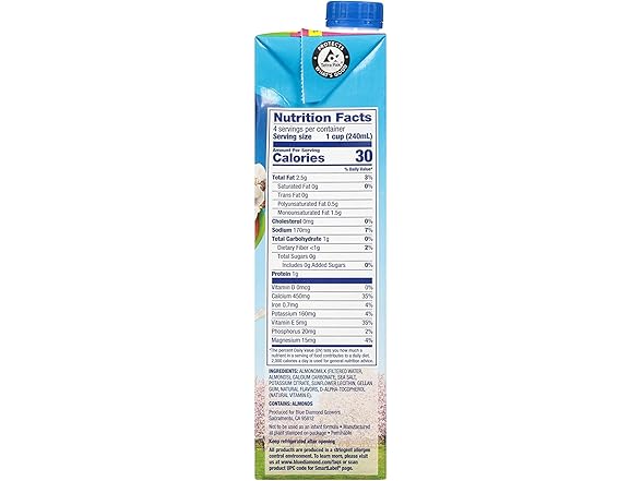 6CT Almond Breeze Dairy Free Almondmilk Unsweetened