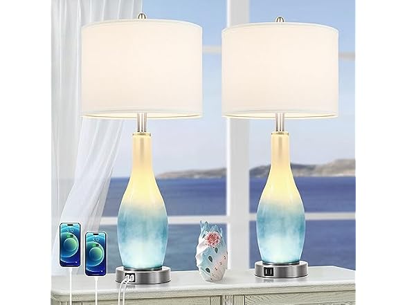 BesLowe Tall Glass Table Lamps Set of 2