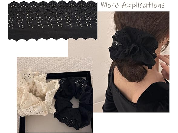 3Yards Eyelet Lace Trim, Black Cotton