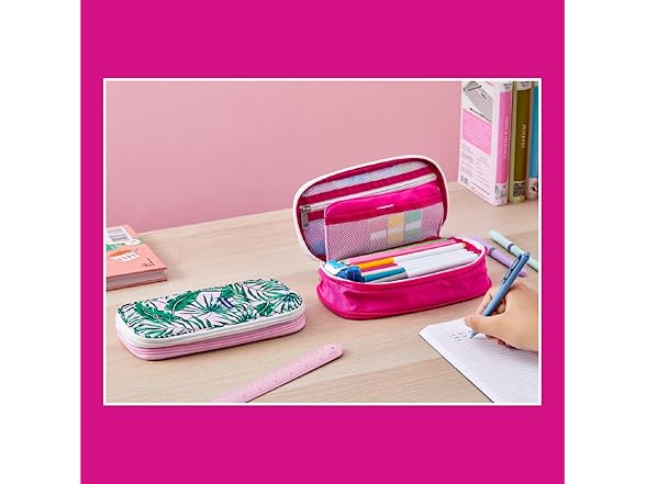 Expanding Pencil Case Palm Tree Pink