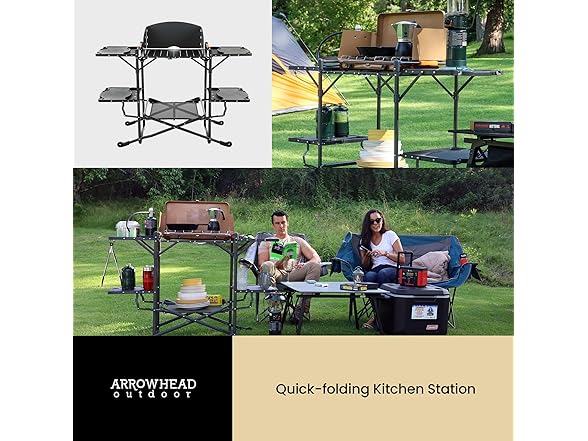 ARROWHEAD OUTDOOR 54" Wide Quick Folding Kitchen Station
