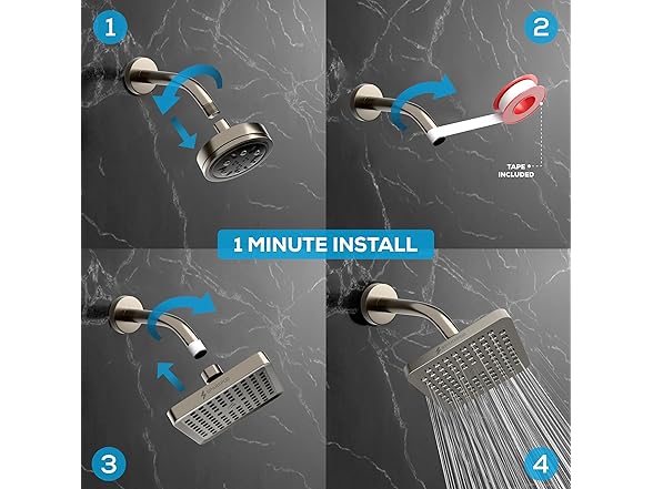 6" Square High Pressure Rain Shower Head