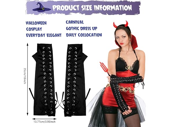 Geyoga (OS) Halloween Lace Fingerless Satin Party