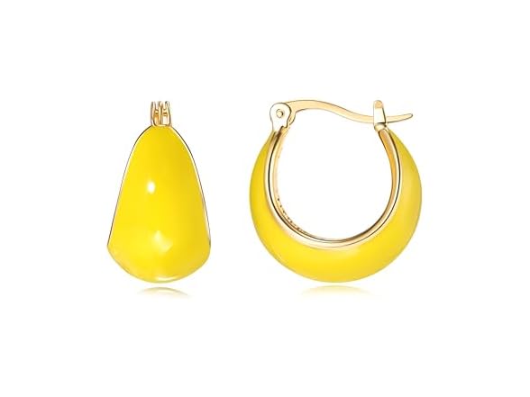 Enamel Gold Hoop Earrings