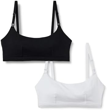 Amazon Essentials Women's Cotton Jersey Comfort Nursing Bra, Pack of 2, Black/White, Small