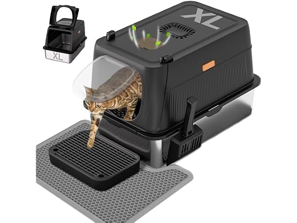 XL Stainless Steel Cat Litter Box w/ Lid - Gallery 3