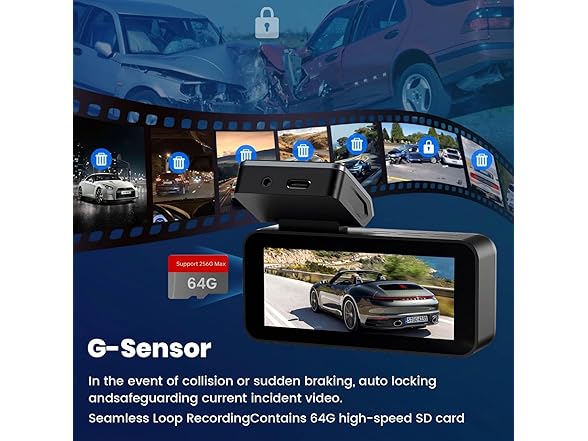Yonvim 2.5K Dash Cam Front Rear 64GB