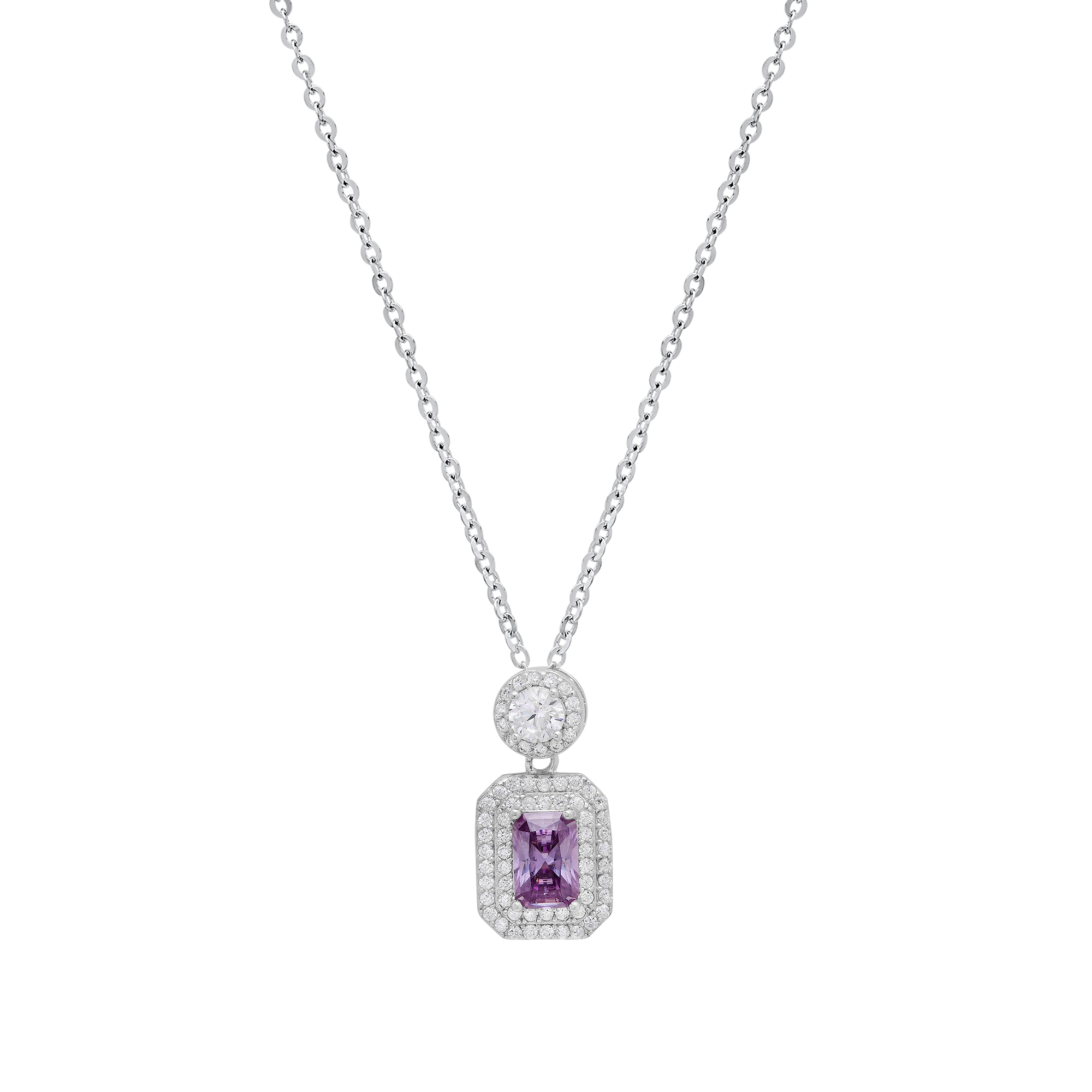 Violet Emerald Cut Diamond Necklace - Gallery 5