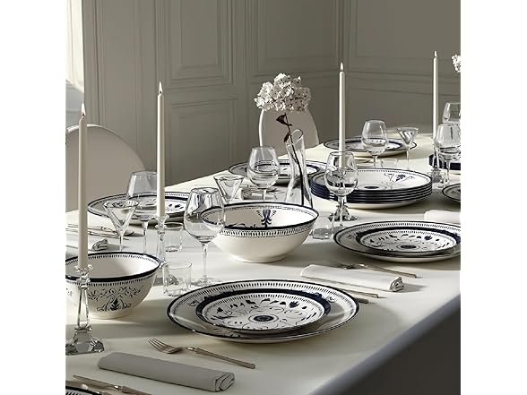 LEMIEUX ET CIE Bruges 4-Piece Salad Plate Set Porcelain Blue