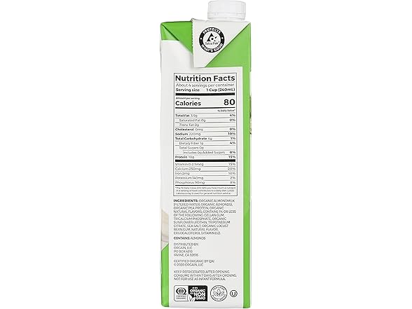 Orgain Almond Milk Unsweetened, 32oz