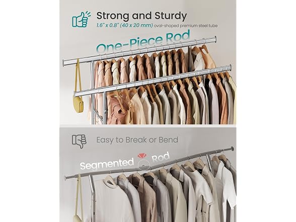 SONGMICS Clothes Rack Silver Double Rod