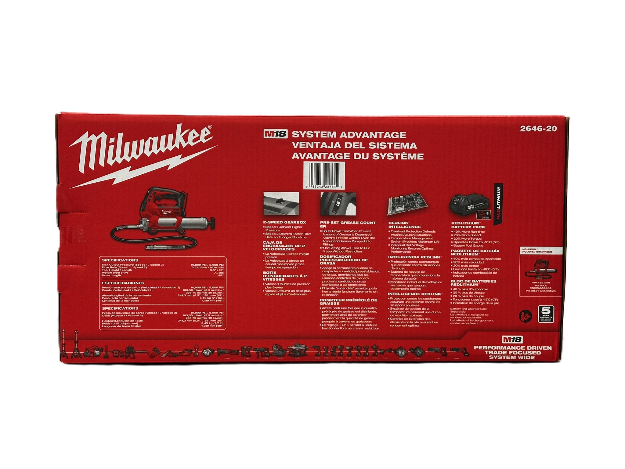 Milwaukee 2646-20 M18 2-Spd Grease Gun Bare Tool - Gallery 5