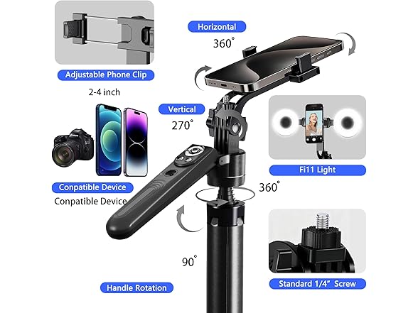 Euoto Face Tracking Selfie Stick Tripod
