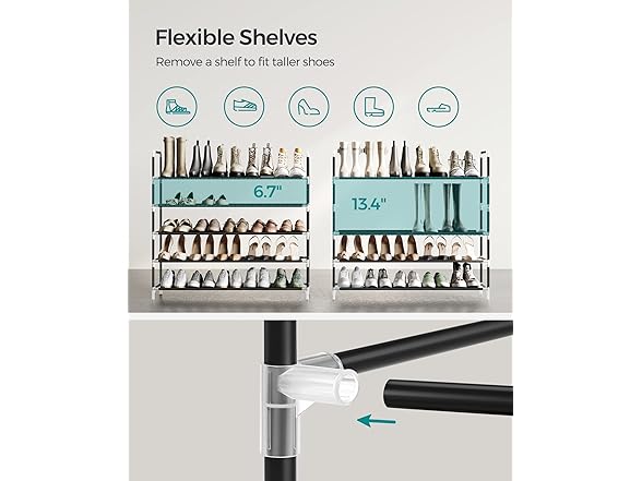 SONGMICS 4-Tier Shoe Rack, Shoe Storage
