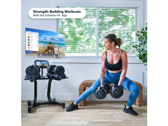 Echelon Strength Adjustable Dumbbells with Stand