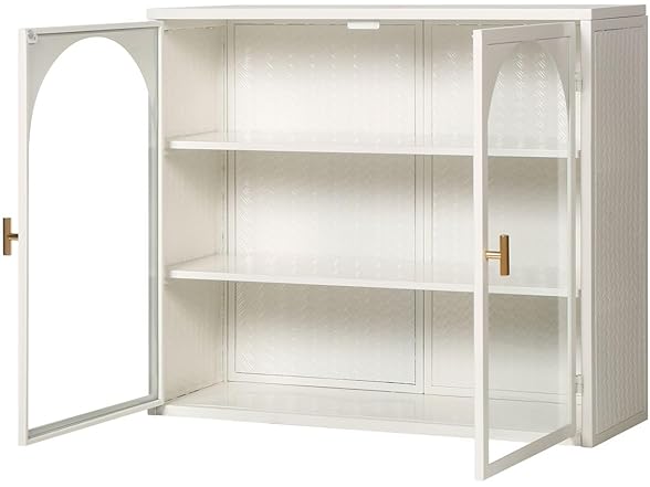 SPOFLYINN 27.56" Glass Door Wall Cabinet