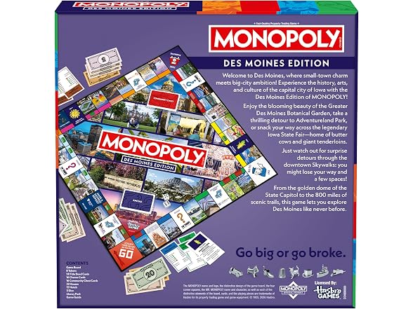 Monopoly Board Game – Des Moines, IA Edition