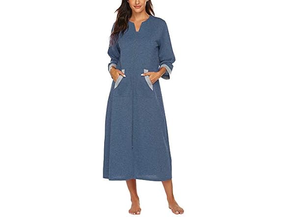 Ekouaer (L) Robes Zipper Sleeves Housecoat Robe