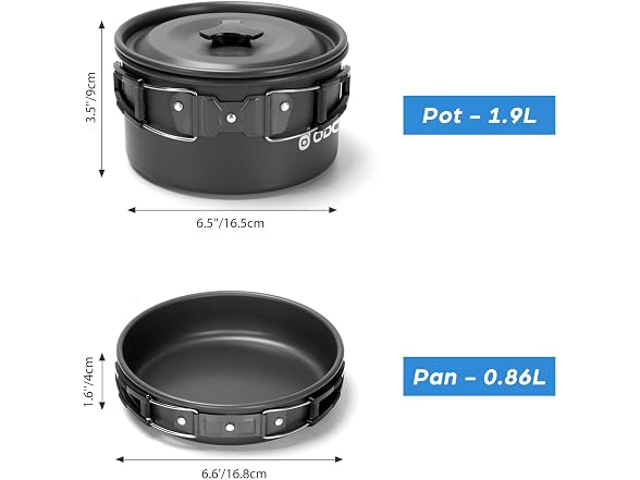 Odoland 15pcs Camping Cookware Kit