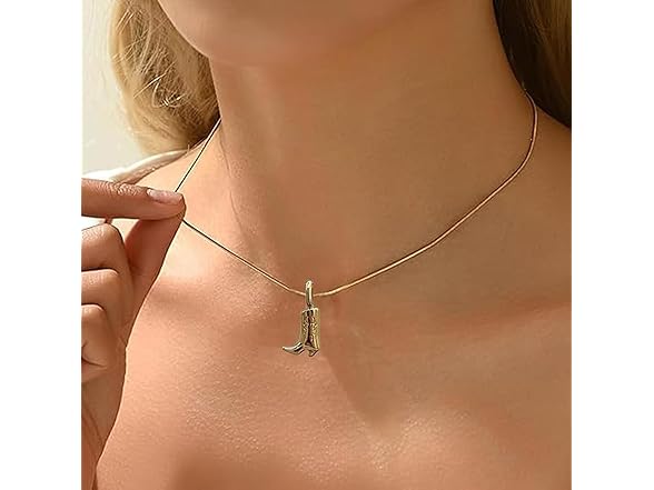 IQIC Cowboy Boot Necklace for Women Gold