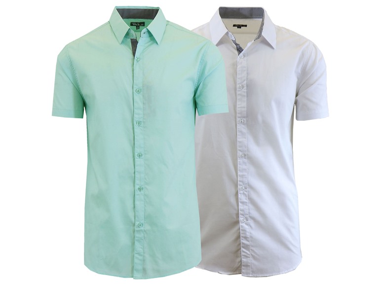 GBH WC-----(New 2Packs) / MSS-500 / MT-WH / S Small 2Pk Mens S/S Solid Classic Dress Shirts Mint & White