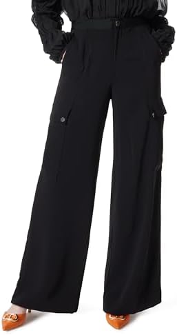 DEE OCLEPPO Women's Khloe Wide Leg Cargo Dress Pant Standard, Black