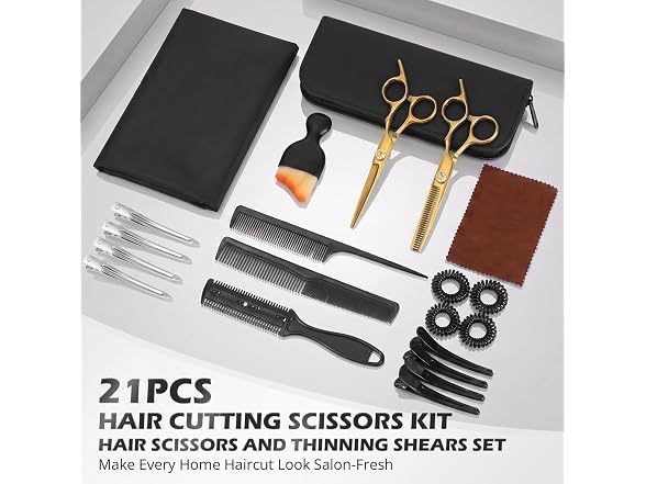 21Pcs 440C Hair Cutting Scissors Kit