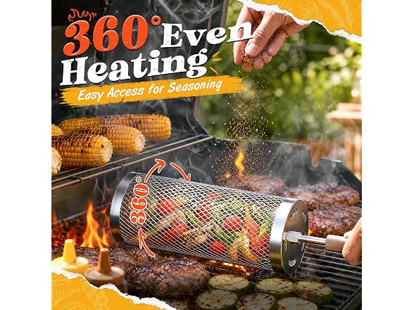 Basinel Rolling Grill Basket 2 Pack