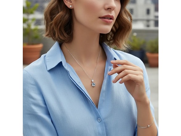 Heart Cut Aqua Moissanite Necklace