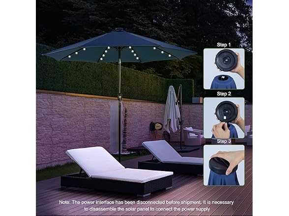 Backyard Expressions 9FT Solar Patio Umbrella Blue