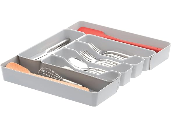 Spectrum HEXA 5-Divider Expandable Silverware Tray (Stone Gray) 