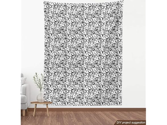 Ambesonne Floral Fabric by The Yard, Monochrome