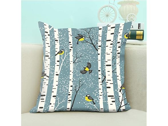 oFloral Birch Tree Throw Pillowcase