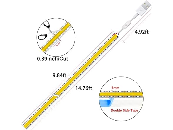 FACAIDENG USB LED Strip With Switch