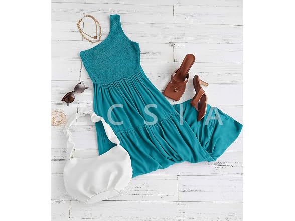 Zcsia Women (S) Summer Boho One Shoulder Dress