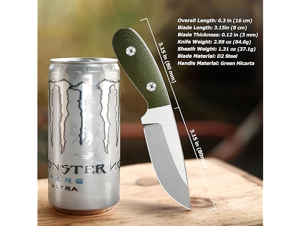 JoyRaining Fixed Blade Knife, 3.15"