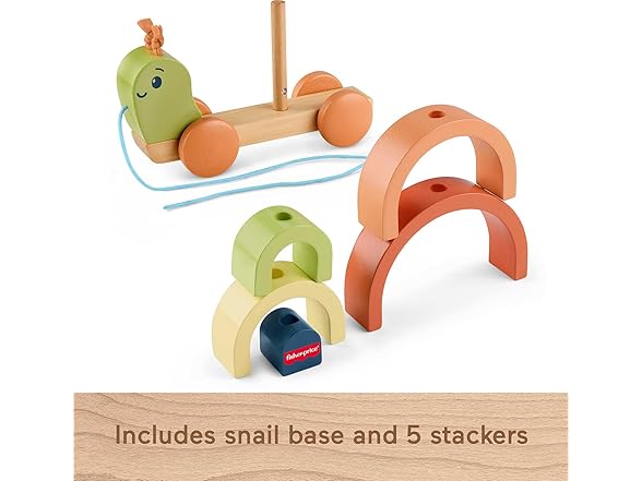 Fisher-Price Wood Toddler Toy Pull-Along Stacking Snail