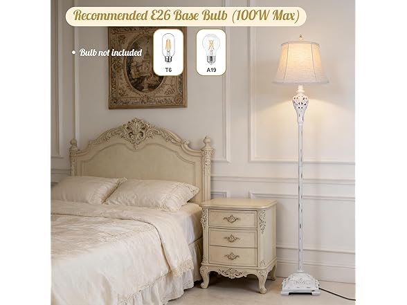 BesLowe Vintage Distressed White Floor Lamp