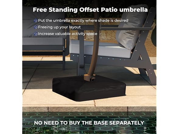 BRIOPAWS 11FT-Cantilever-Patio-Umbrella-with-Base-Included