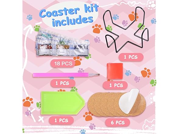 DIY Cat Coasters Diamond Painting Kit