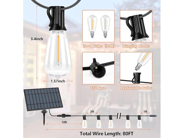 Bosceos 80FT Solar String Lights - Gallery 6