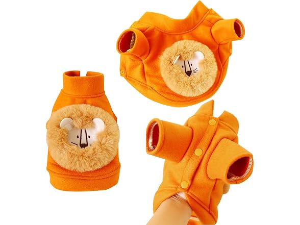 Pet Costume Plush Lion Pattern Winter Pet Ho