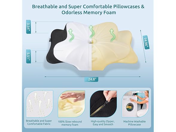 DONAMA Cervical Pillow Black Queen Size
