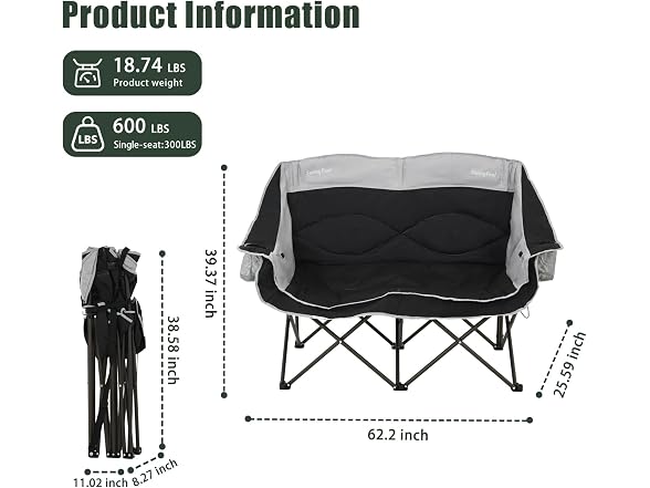 SUNNYFEEL Heated Double Camping Chair