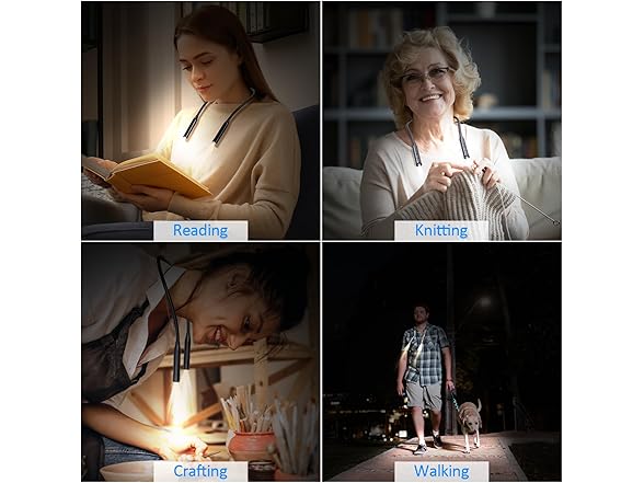 2 Pk Neck Book Lights, 3 Colors & 3 Brightness Levels