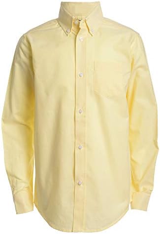 IZOD Boys' L/S Solid Button-Down Oxford Shirt, Yellow, 10