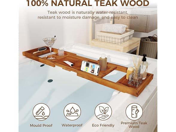 Fun Memories Teak Bathtub Tray - Luxury Bath Tray