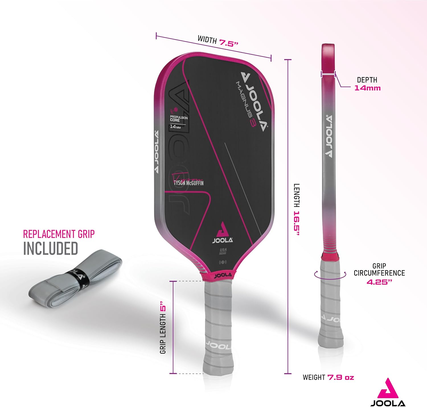 JOOLA Tyson McGuffin Magnus 3 14mm Pickleball Paddle - Gallery 10