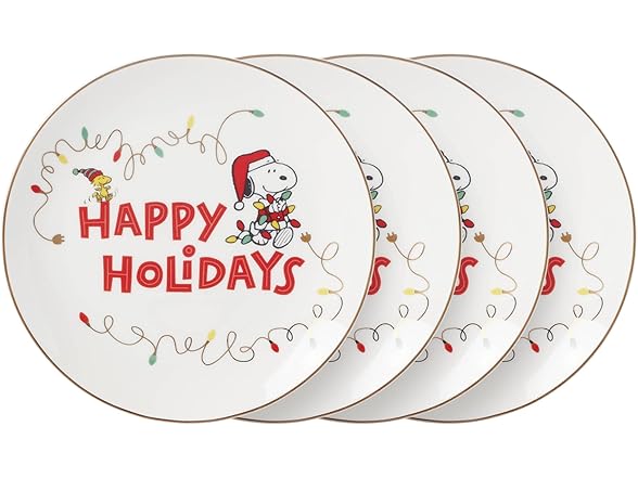 Lenox Snoopy Christmas Accent Plates, Set of 4