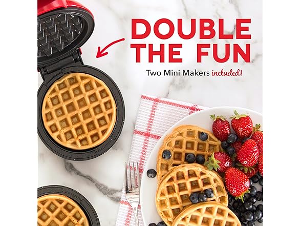 DASH Mini Waffle Maker (2 Pack) Red